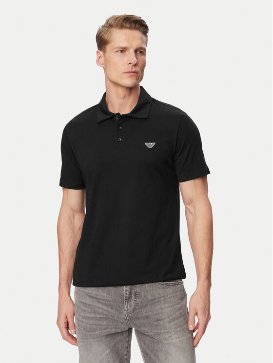Emporio Armani Polo EM000571 AF20424 UC001 Czarny Regular Fit
