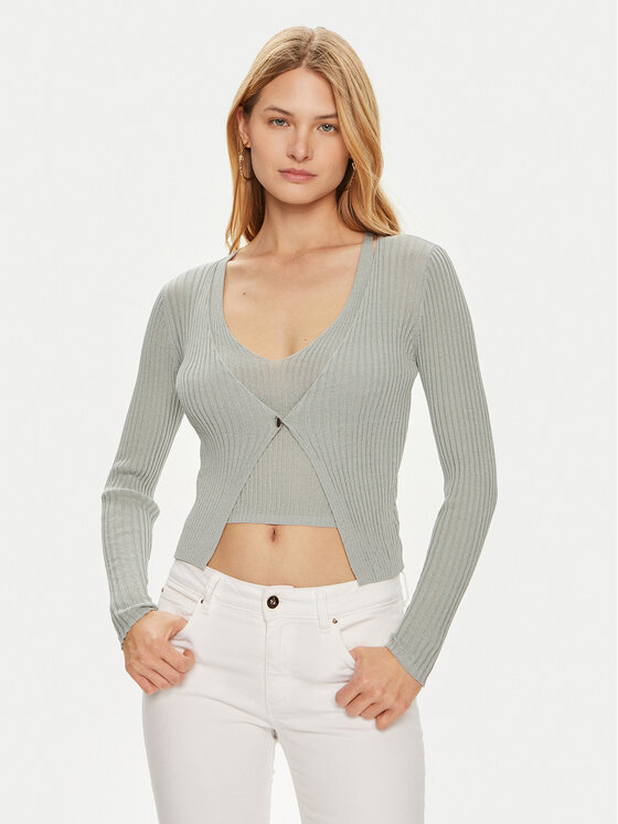 Guess Sweter W4YR37 Z3G32 Zielony Regular Fit