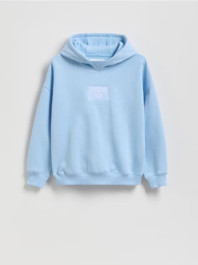 Reserved - Bawełniana bluza z naszywką - jasnoniebieski