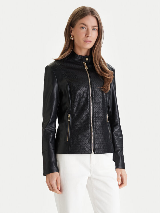 Guess Kurtka z imitacji skóry W6RL52 WL850 Czarny Regular Fit