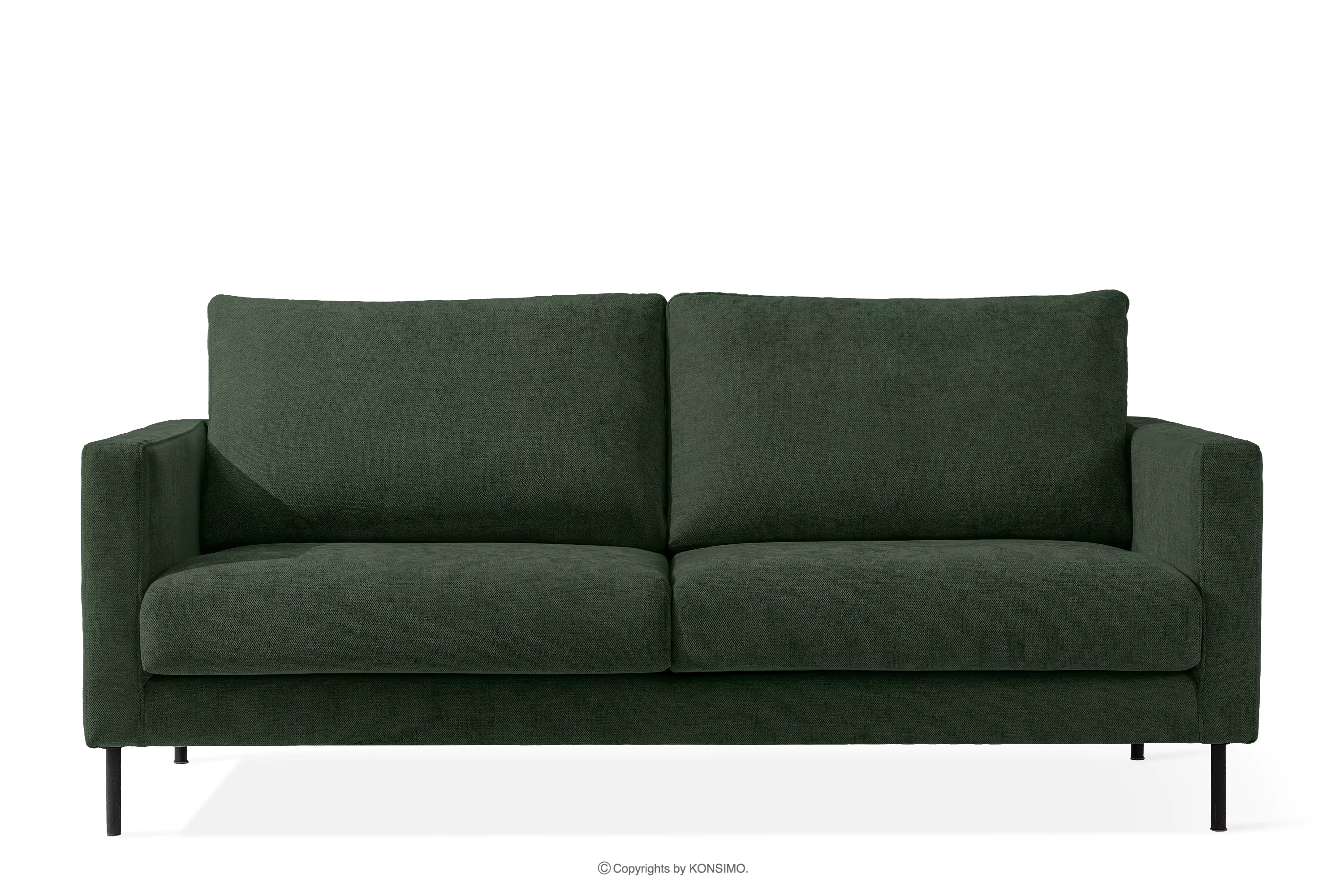 Sofa trzyosobowa na wysokich nóżkach tkanina pleciona ciemny zielony LUMO