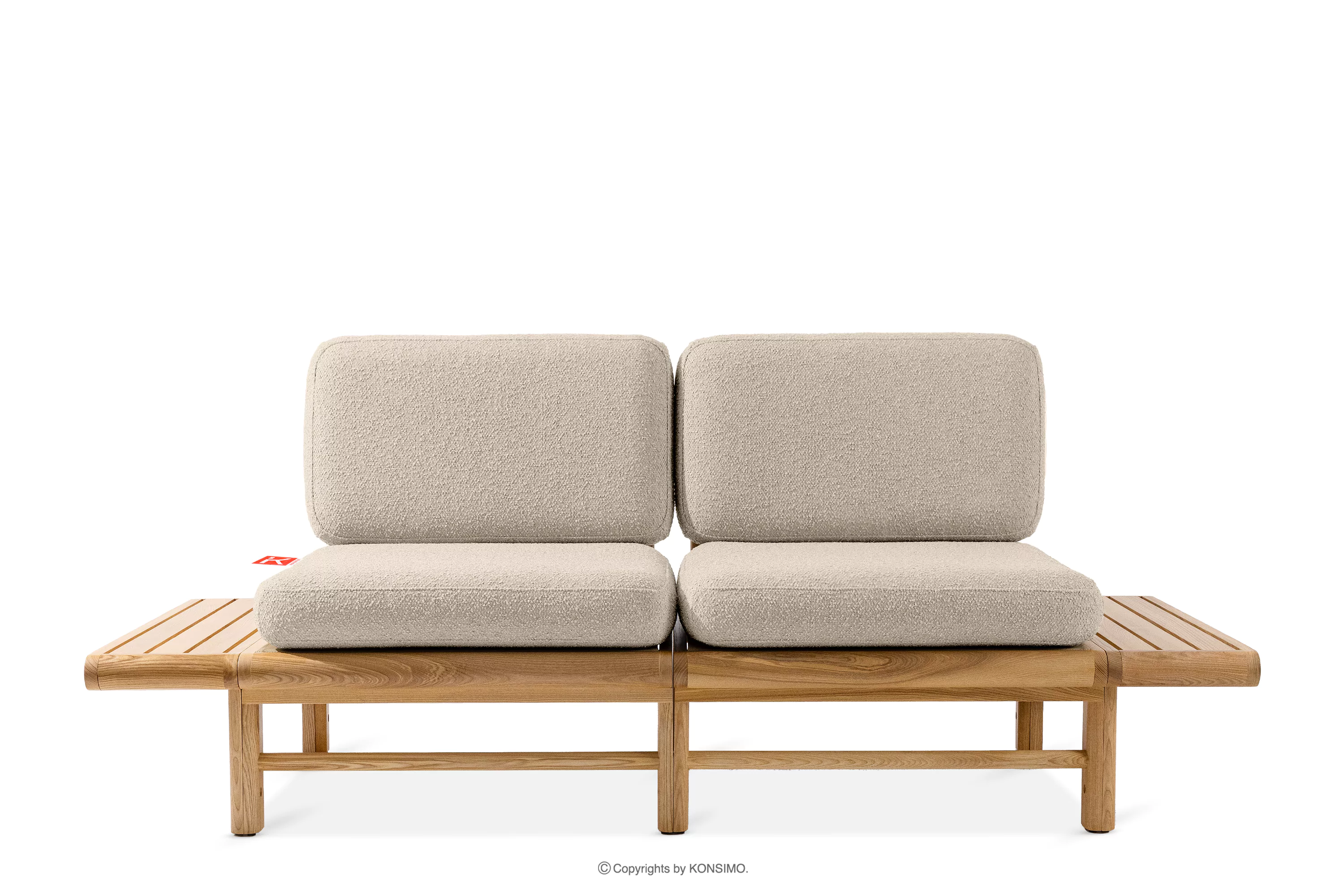 Sofa ogrodowa drewniana w stylu boho kremowy ATREDA