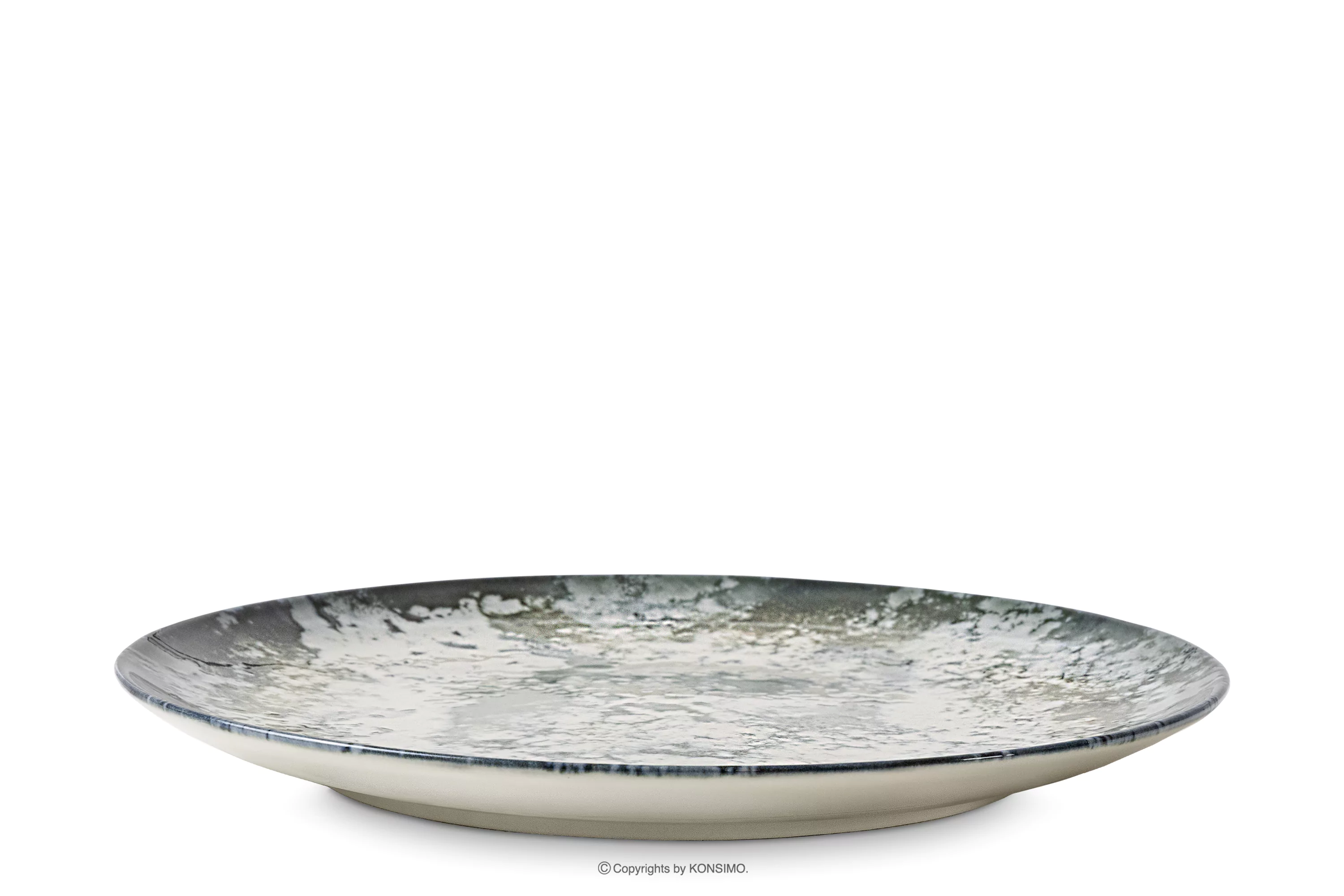 Talerz deserowy z porcelany zieleń boho FINGO