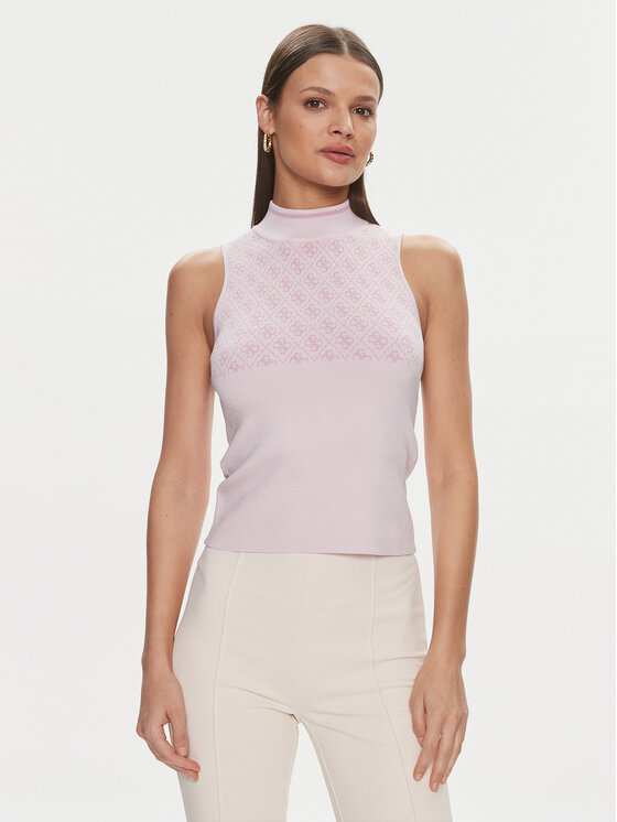 Guess Bluzka Lise W3YR26 Z37K0 Różowy Slim Fit