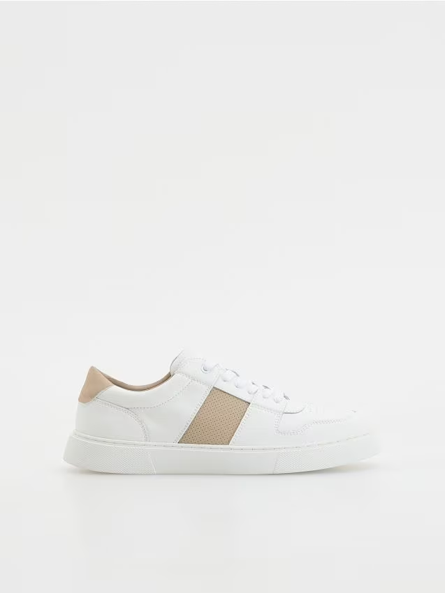 Reserved - Skórzane sneakersy - biały miniaturka