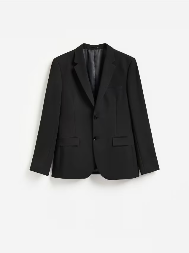Reserved - Marynarka slim fit z domieszką wiskozy - czarny