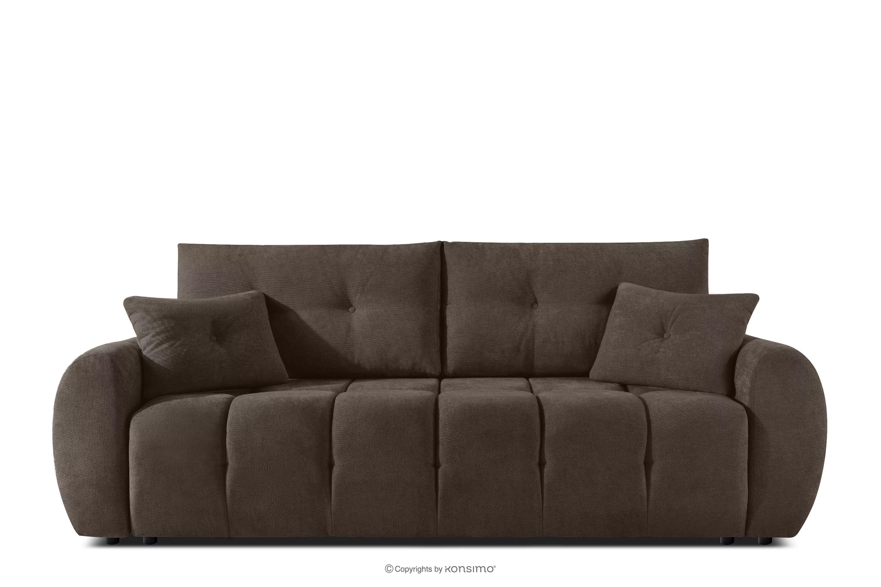 Pikowana sofa trzyosobowa z funkcją spania w tkaninie plecionej chłodny brązowy HELLA