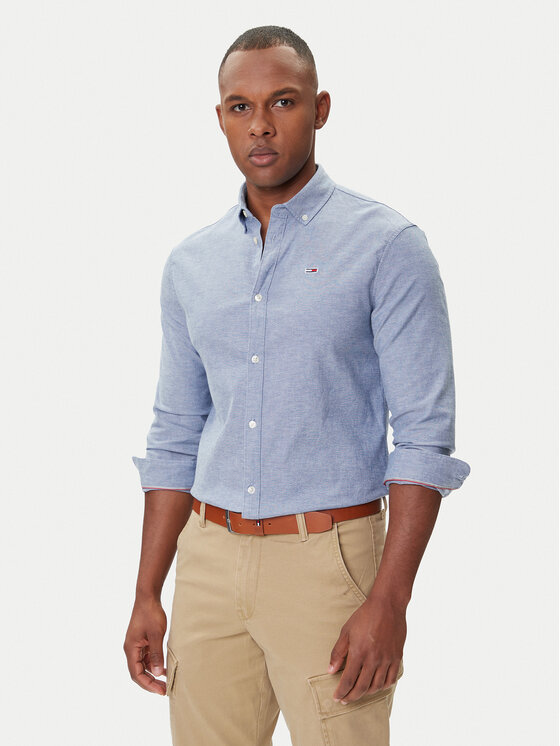 Tommy Jeans Koszula Oxford DM0DM09594 Niebieski Slim Fit