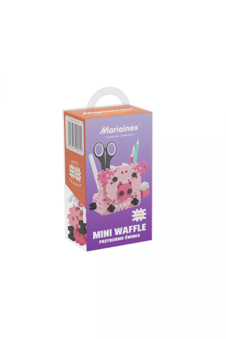  Klocki konstrukcyjne Mini Waffle 70 elementów Przybornik Świnka MARIOINEX 905722