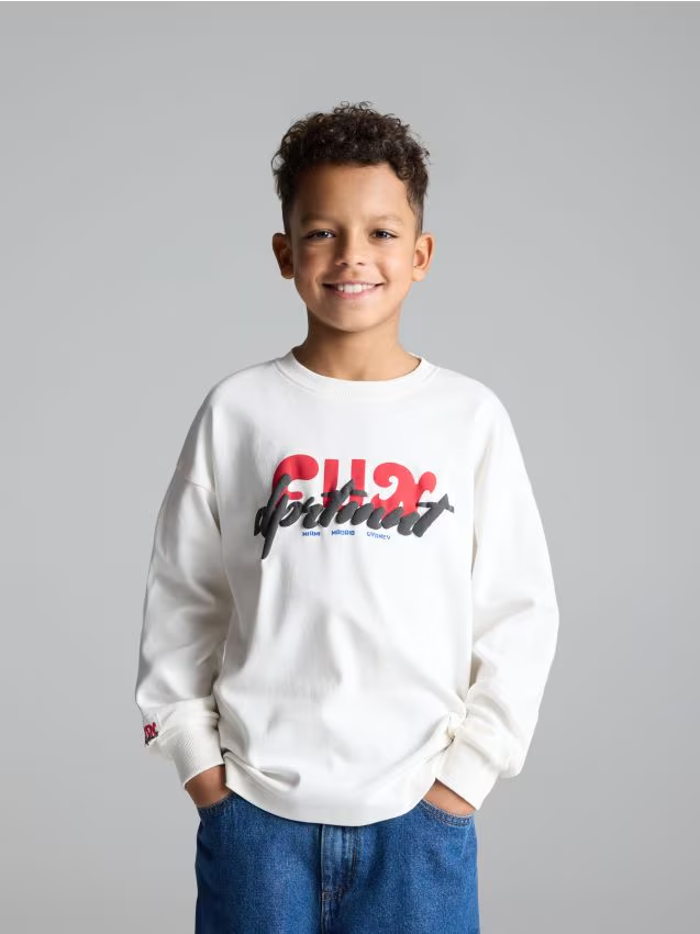 Reserved - Bawełniany longsleeve - biały