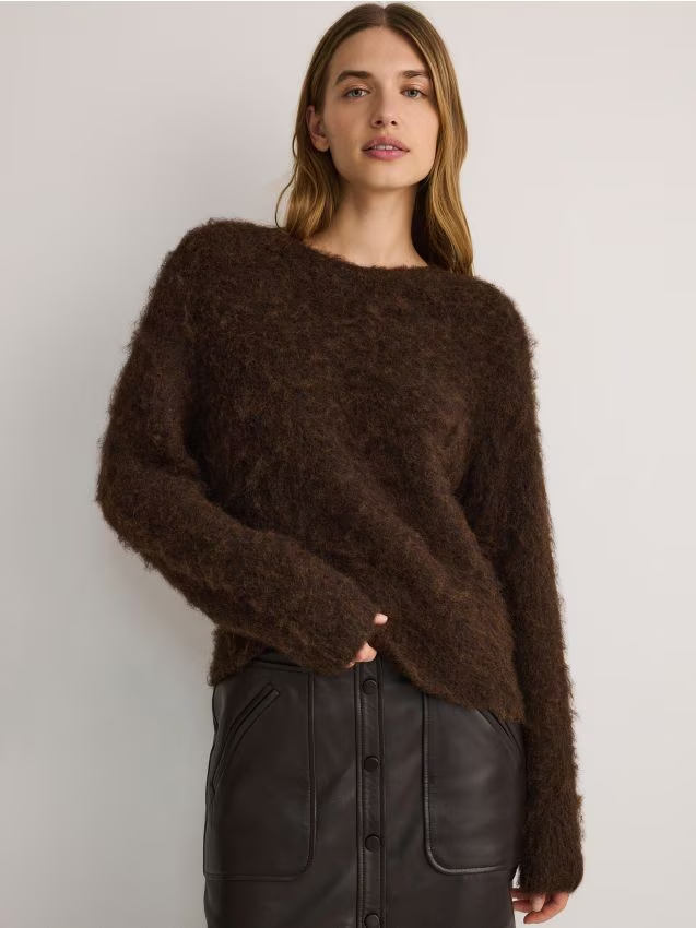 Reserved - Sweter z domieszką wełny - ciemnobrązowy
