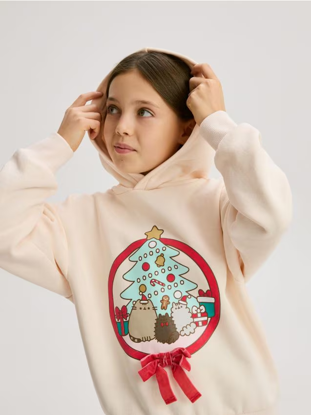Reserved - Świąteczna bluza Pusheen - kremowy