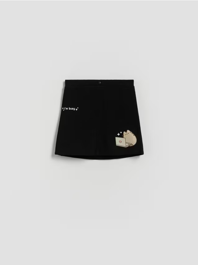 Reserved - Spódnica Pusheen - czarny
