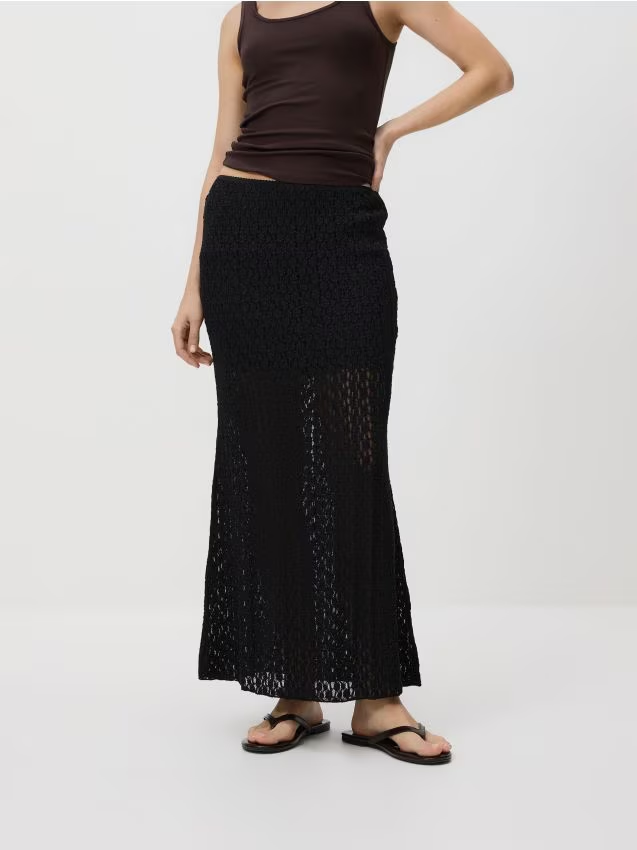 Reserved - Koronkowa spódnica maxi - czarny