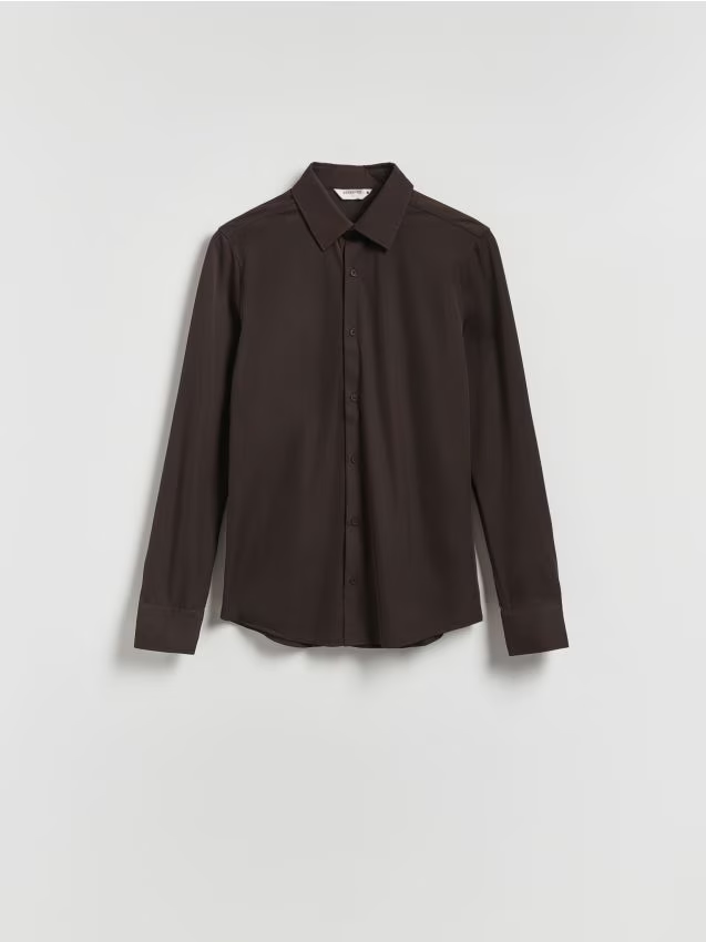 Reserved - Gładka koszula super slim fit - brązowy