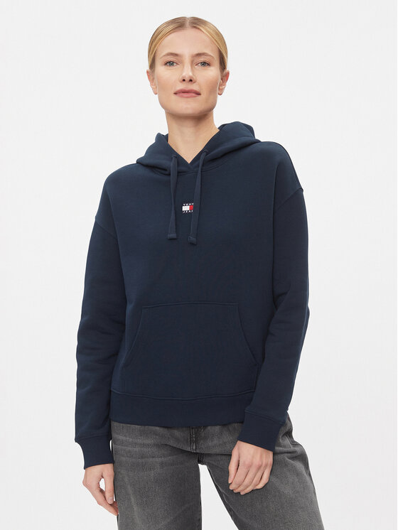 Tommy Jeans Bluza Badge DW0DW17326 Granatowy Boxy Fit