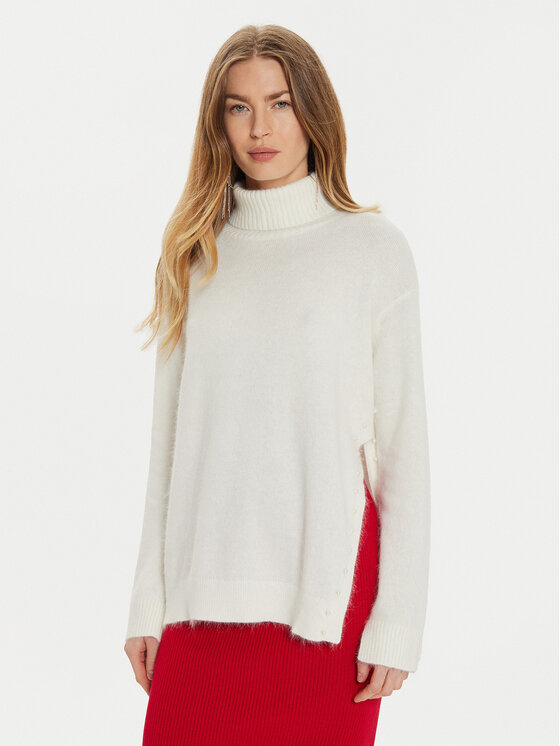 TWINSET Golf 242TT3291 Biały Loose Fit