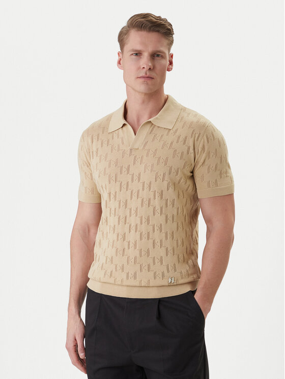 KARL LAGERFELD Polo 655005 562301 Beżowy Slim Fit