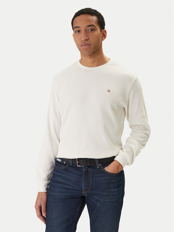 Calvin Klein Jeans Longsleeve LV040EM217 Kremowy Regular Fit