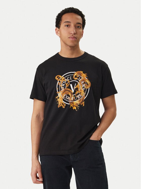 Versace Jeans Couture T-Shirt 80GAHE01 CJ00E Czarny Regular Fit