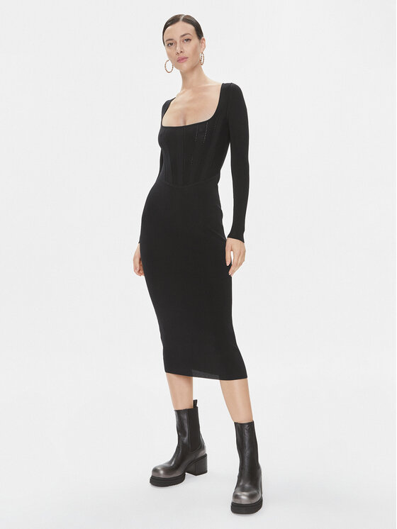 Pinko Sukienka dzianinowa Cavallo 101856 A16N Czarny Slim Fit