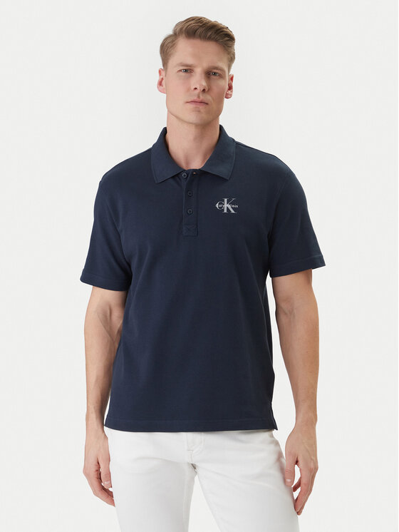 Calvin Klein Jeans Polo Easy Monologo LV04RF209G Granatowy Regular Fit