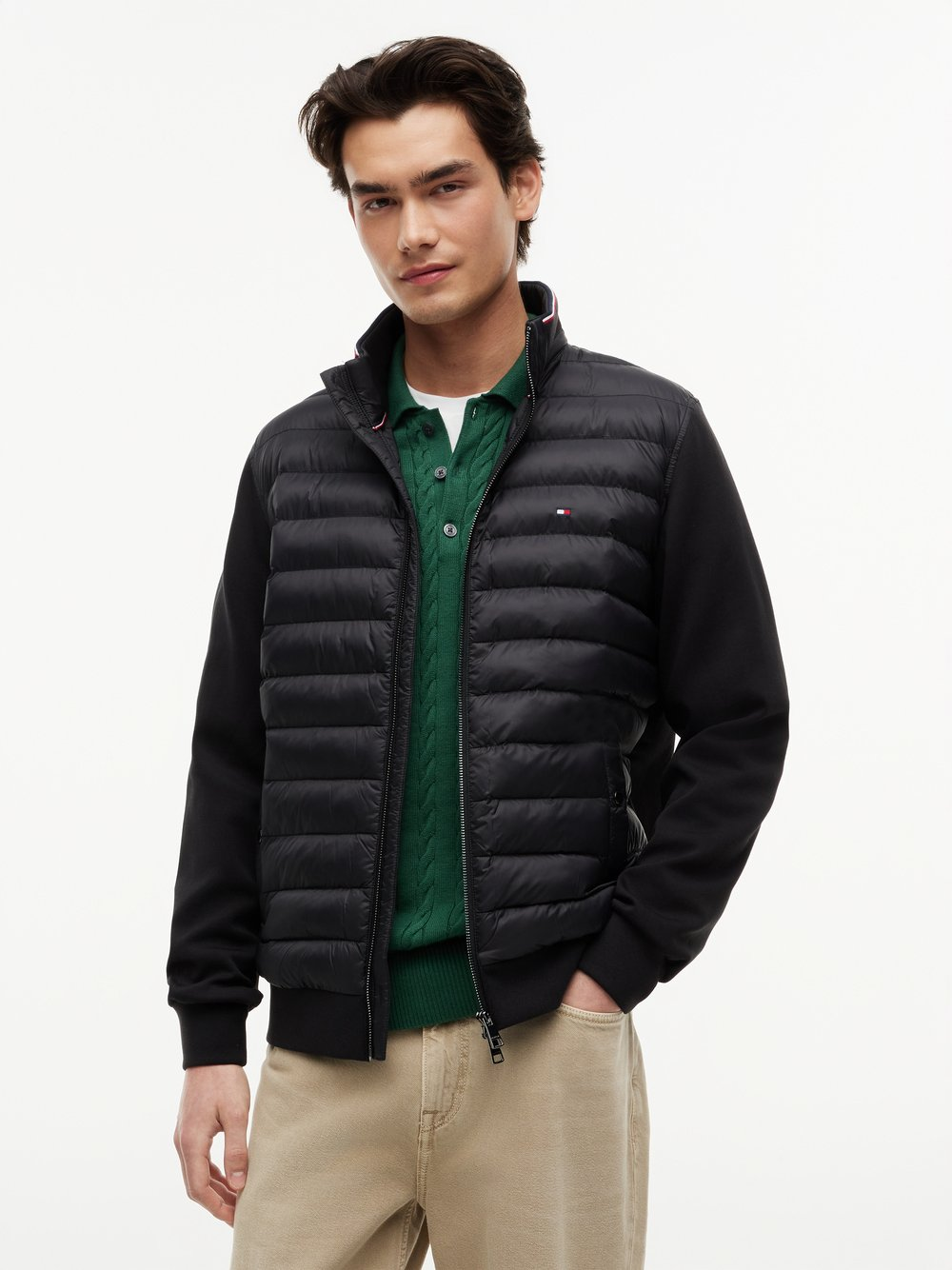 Tommy Hilfiger Pikowana kurtka męska Mężczyźni Bawełna czarny, XL