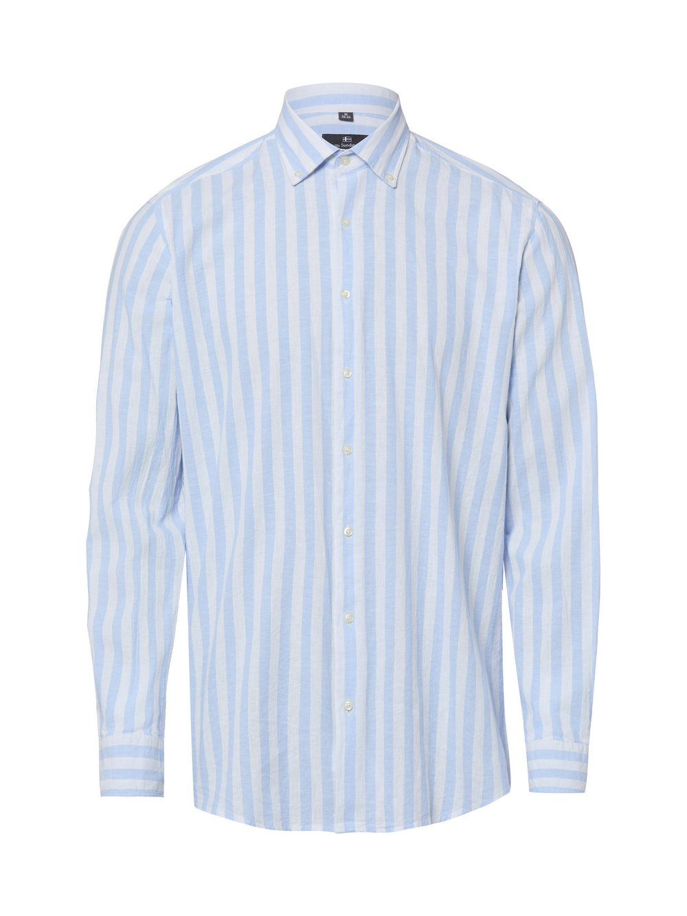Nils Sundström Męska koszula casual z lnem Mężczyźni Modern Fit Bawełna niebieski, XL