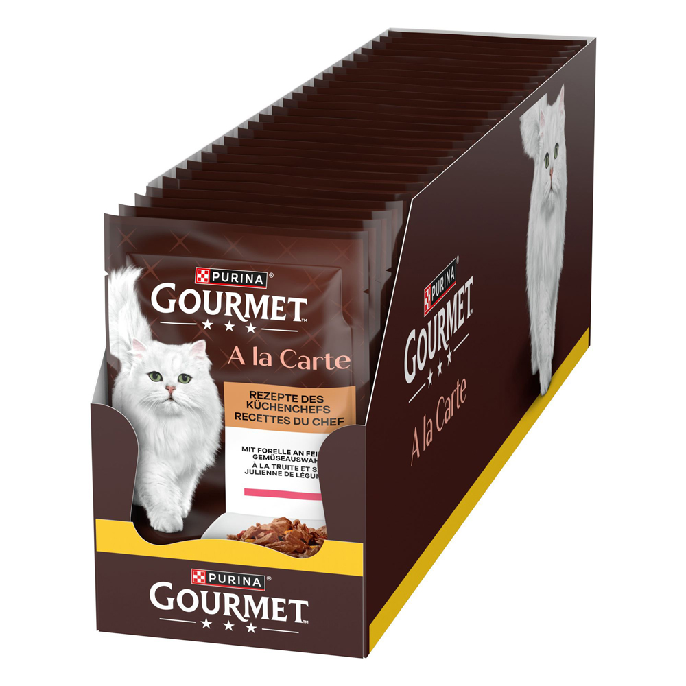 25% taniej! Gourmet, karma mokra, 24 x 85 g / 48 x 85 g / 52 x 85 g - Megapack A la Carte, pstrąg z warzywami, 52 x 85 g