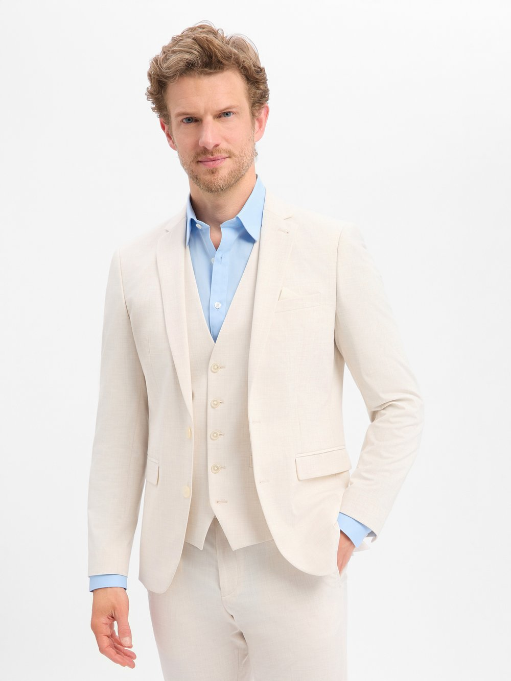 Finshley & Harding Męska kurtka modułowa Mężczyźni Slim Fit Sztuczne włókno beżowy, 48
