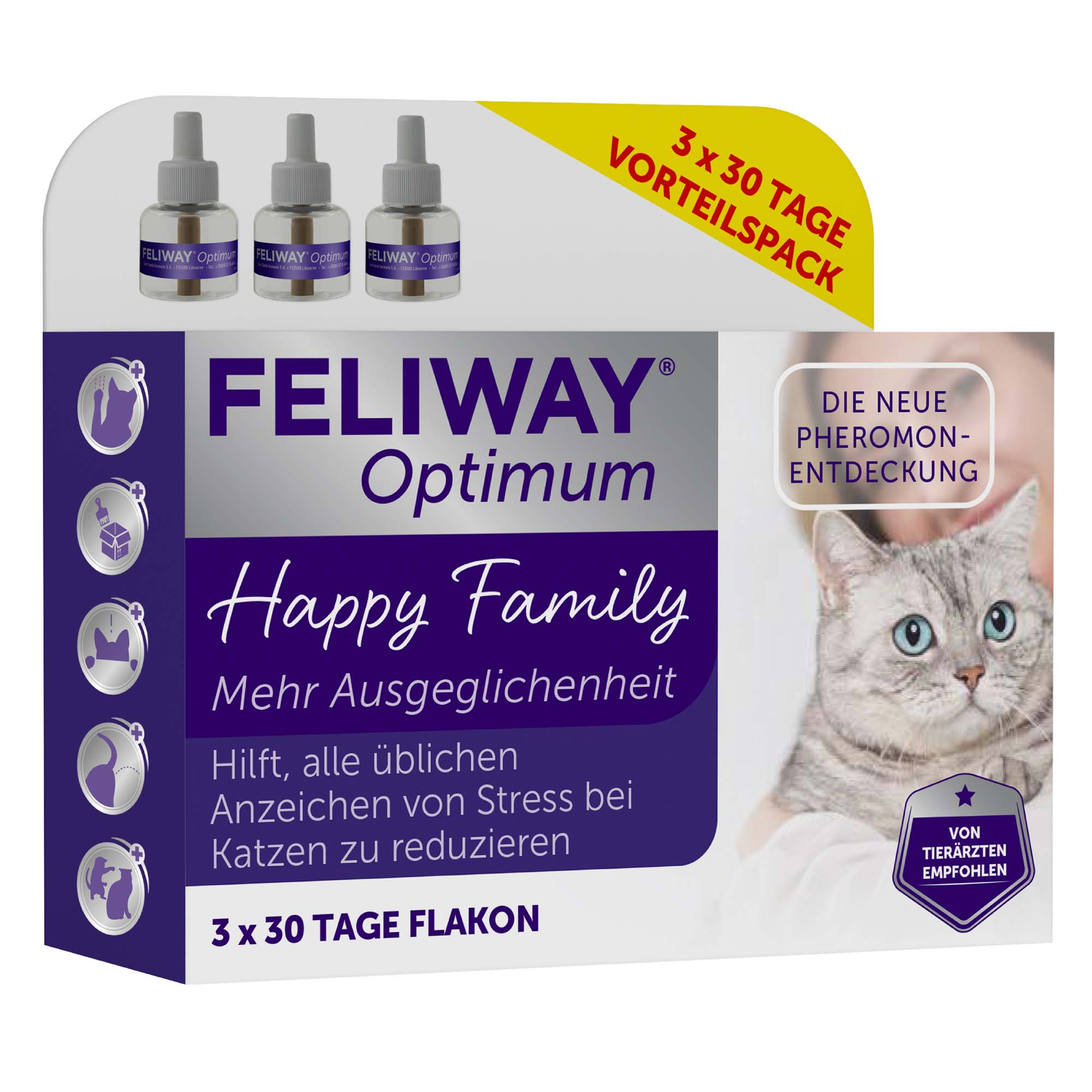 FELIWAY Optimum - Akcesoria: wkład uzupełniający, 3 x 48 ml (BEZ dyfuzora!)