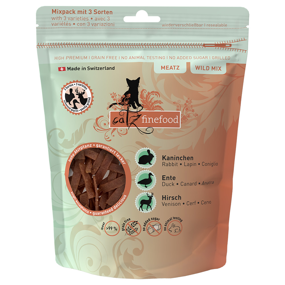 catz finefood Meatz, pakiet mieszany - Pakiet mieszany z dziczyzną (3 x 45 g)