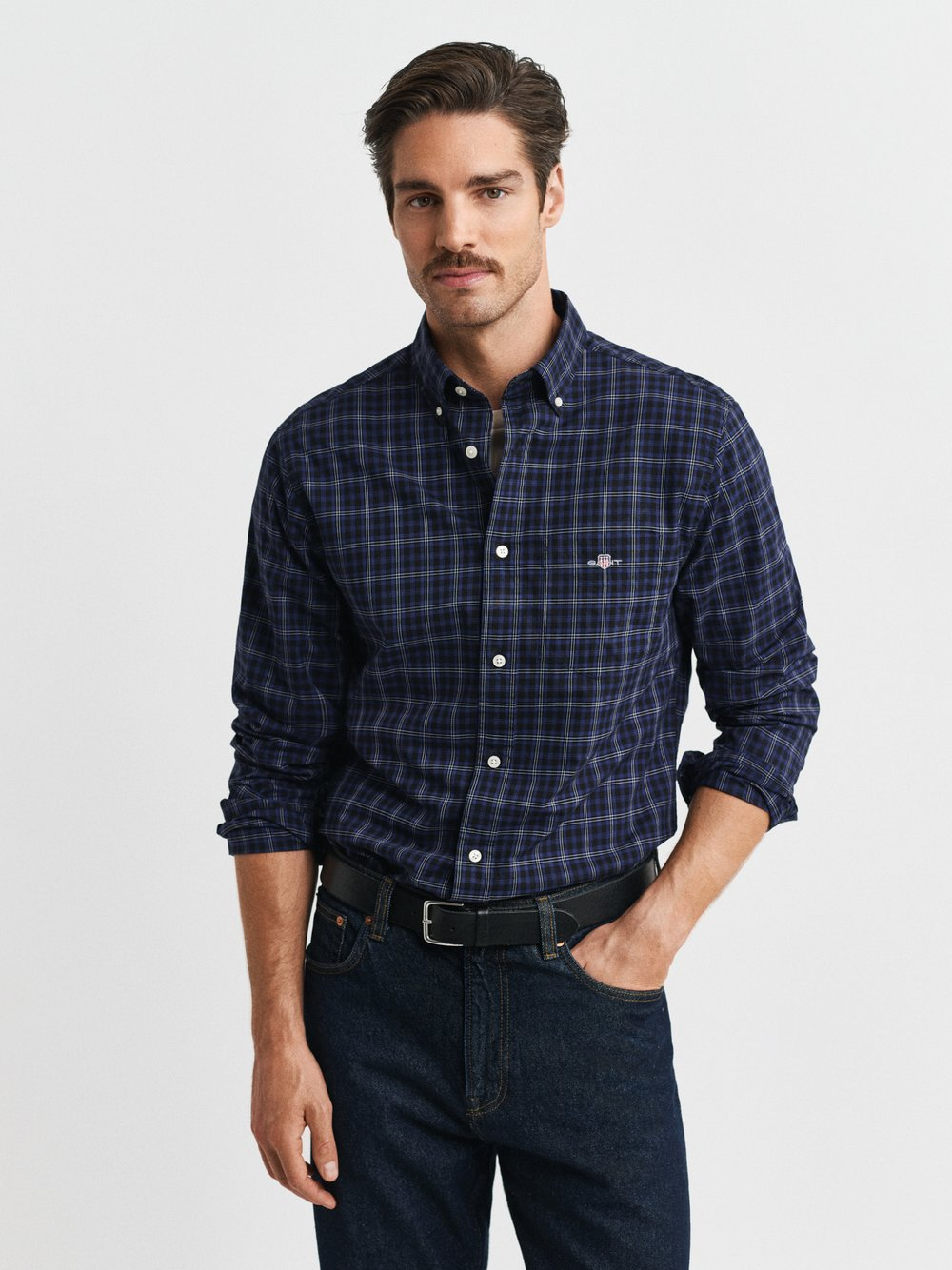 Gant Męska koszula w kratę Mężczyźni Regular Fit Bawełna niebieski|czarny|biały, M