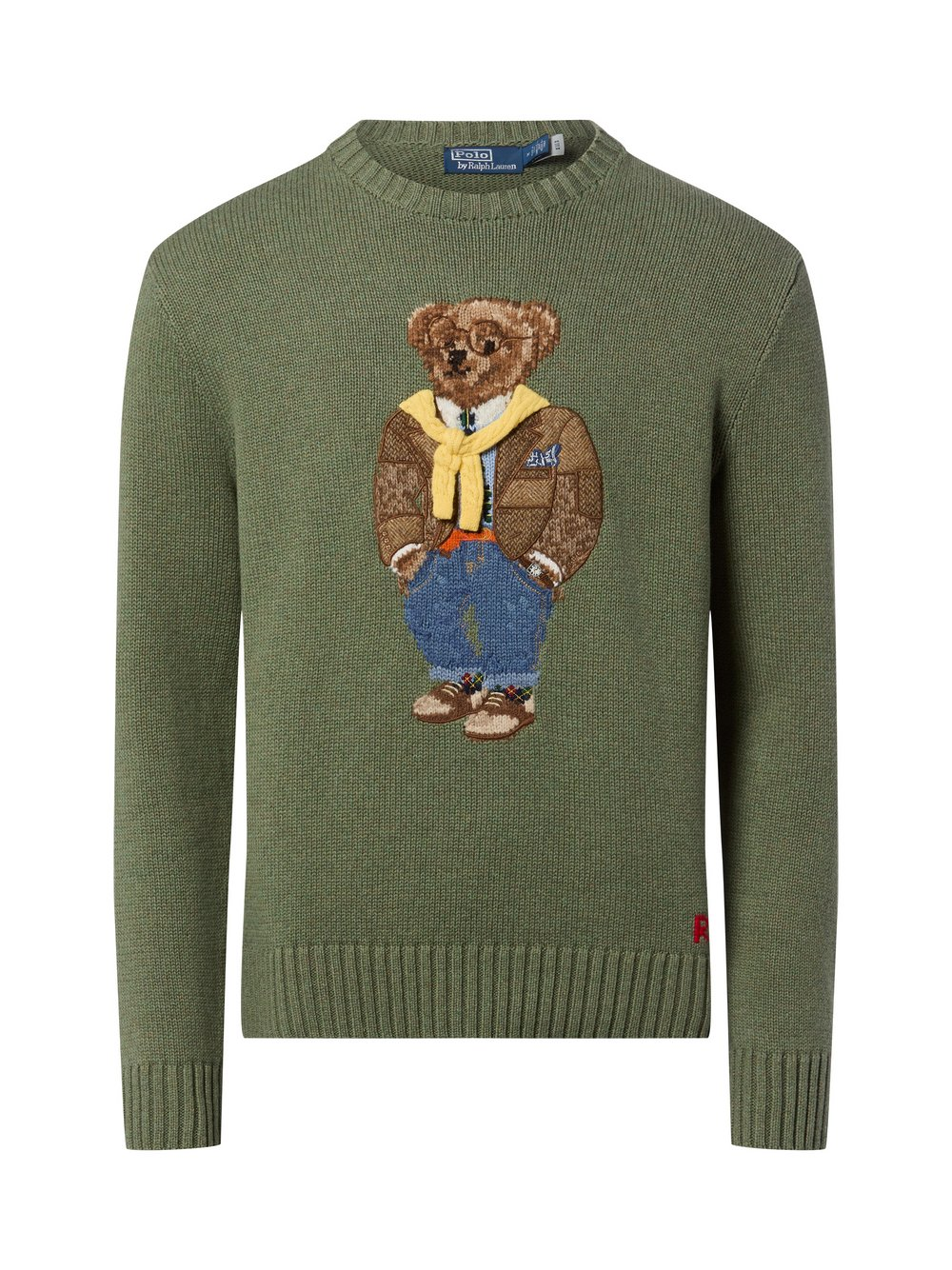 Polo Ralph Lauren Męski sweter z dzianiny Mężczyźni Bawełna zielony|wielokolorowy, M