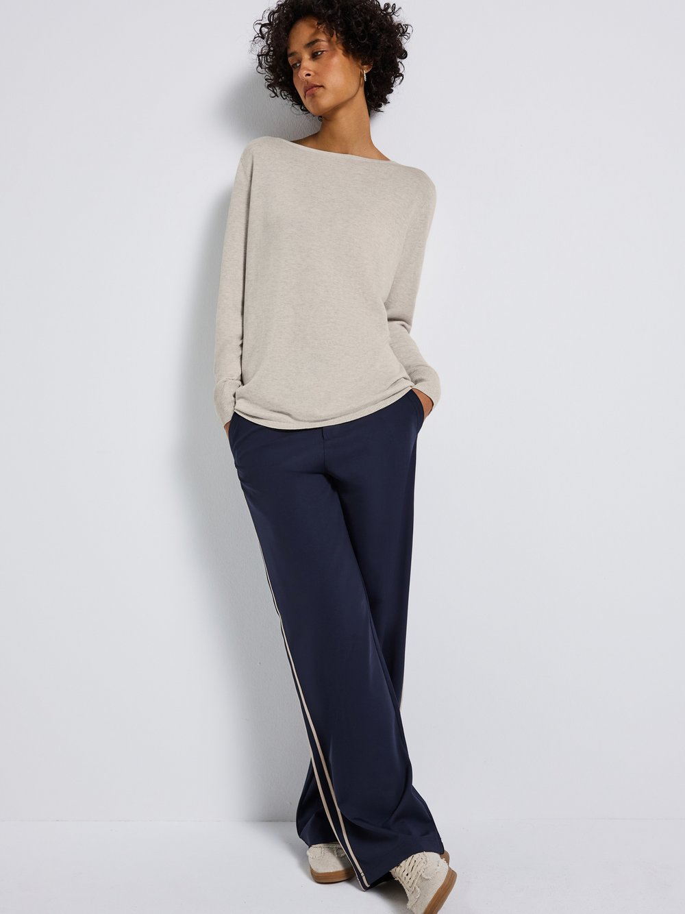 Street One Sweter damski z dzianiny Kobiety drobna dzianina beżowy, 36