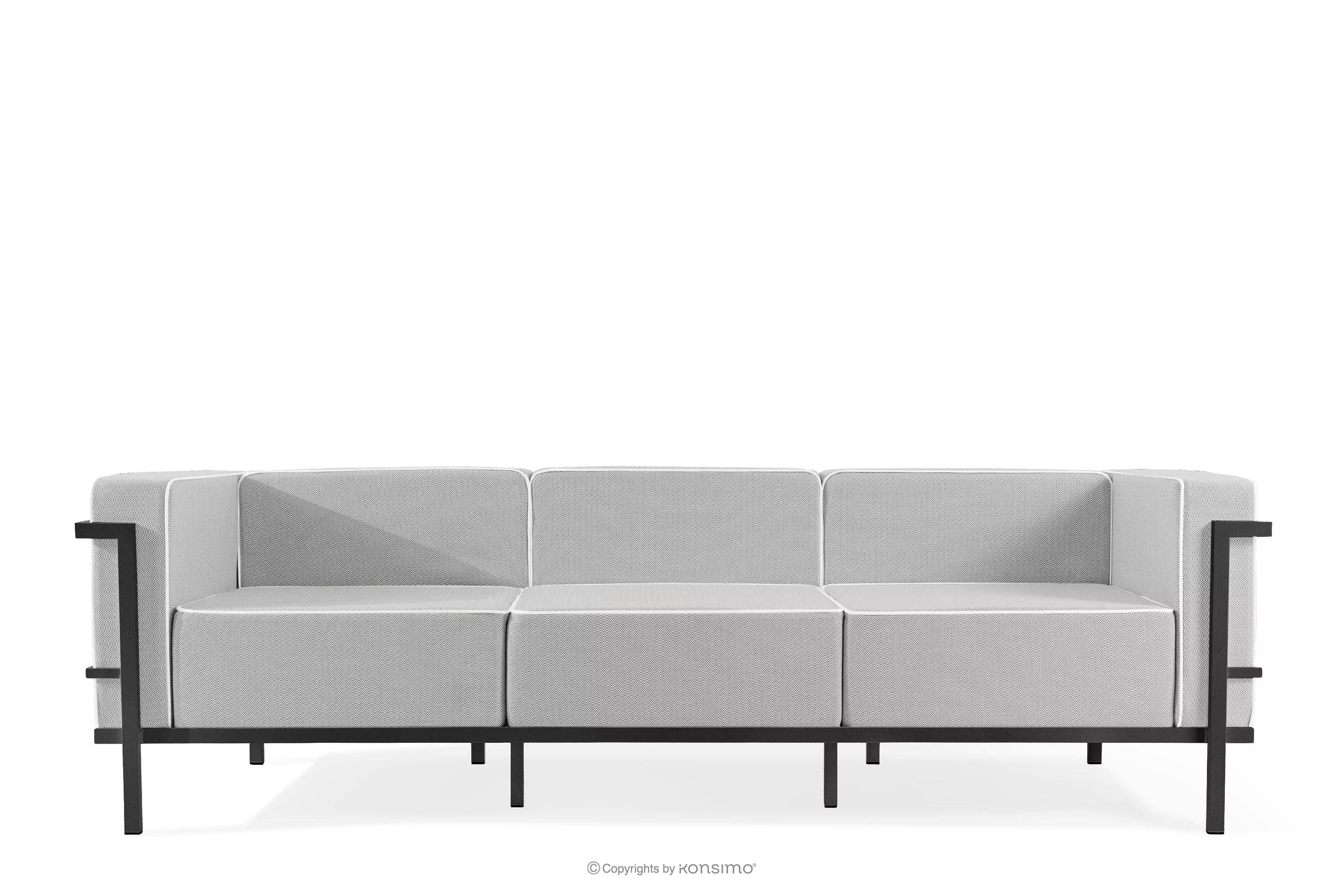 Nowoczesna sofa ogrodowa 3 na metalowych nóżkach ciemny szary/ciemny szary/biały TRIGLO