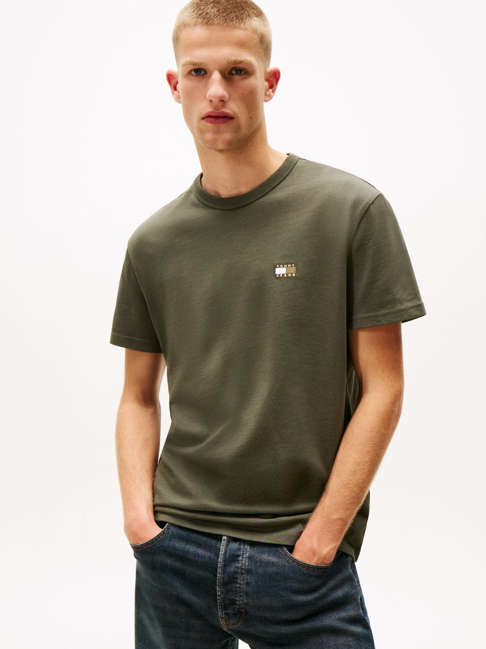 Tommy Jeans Koszulka męska Mężczyźni Bawełna zielony, M