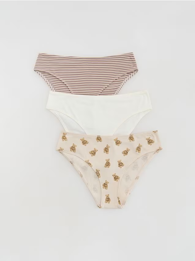 Reserved - Bawełniane majtki bikini 3 pack - beżowy