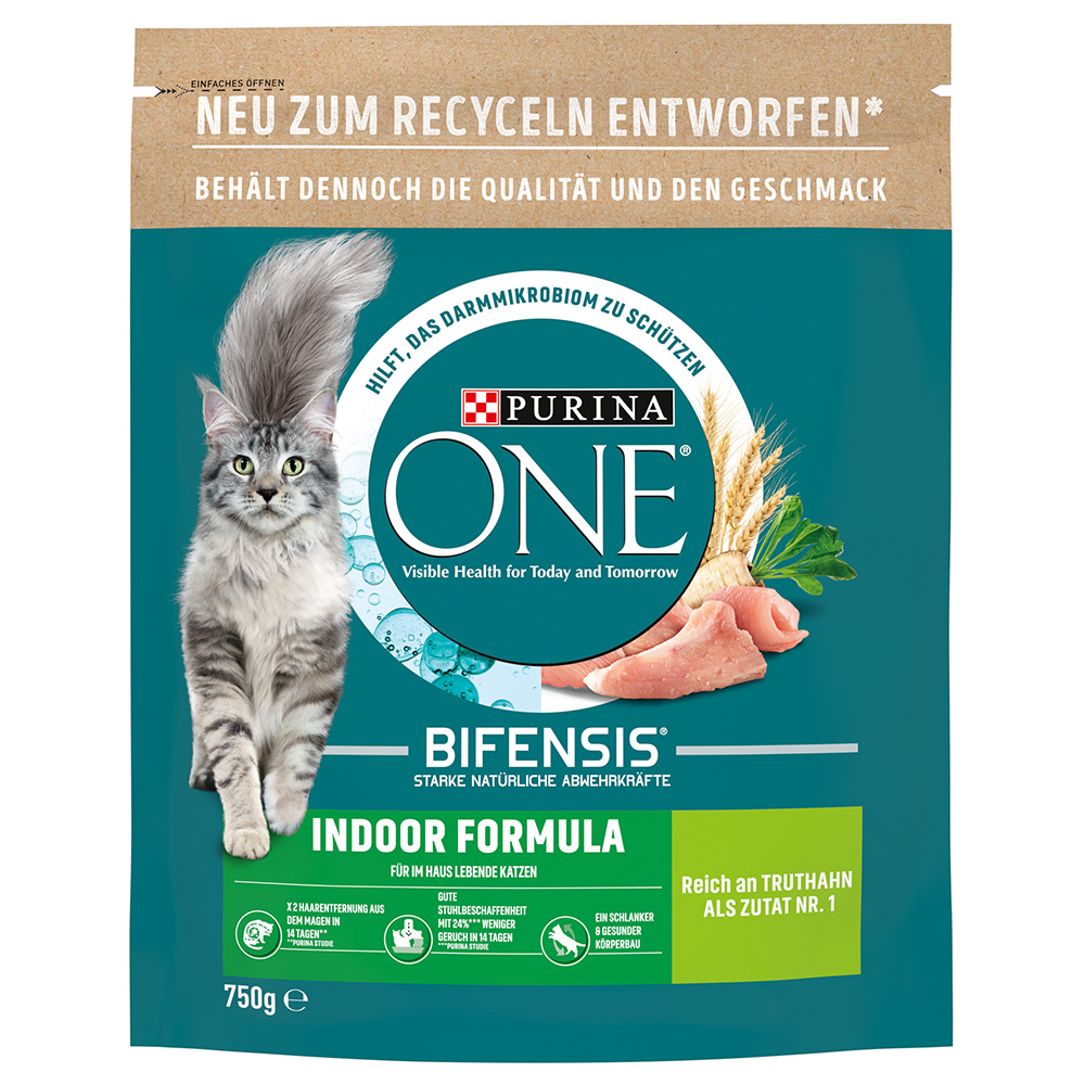 25% taniej! Purina ONE, karma sucha, 2 x 450 g / 650 g / 750 g - Indoor Formula, 2 x 750 g