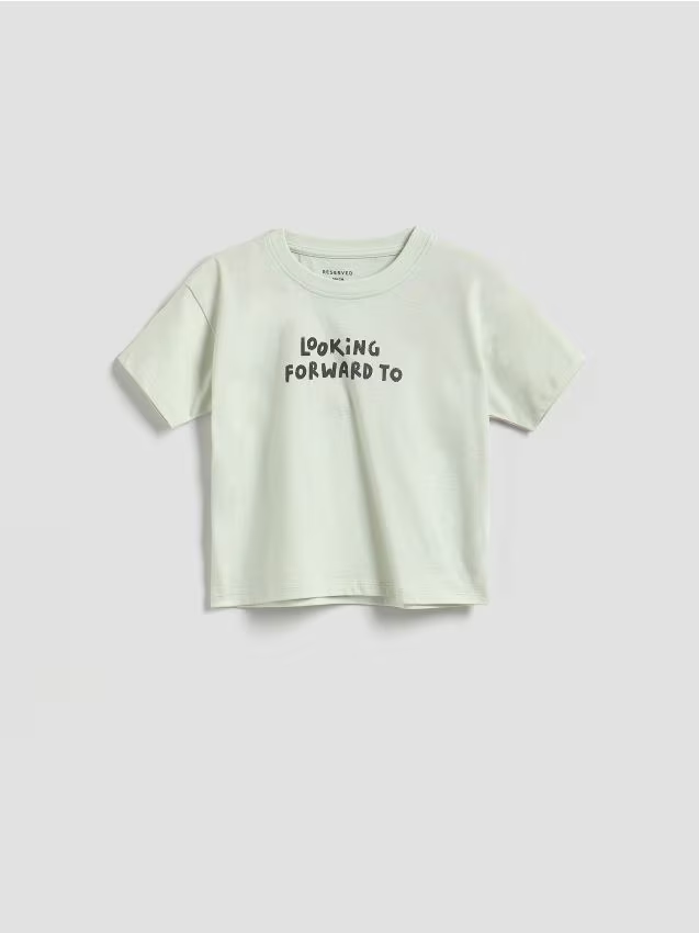 Reserved - Bawełniany t-shirt - jasnozielony miniaturka