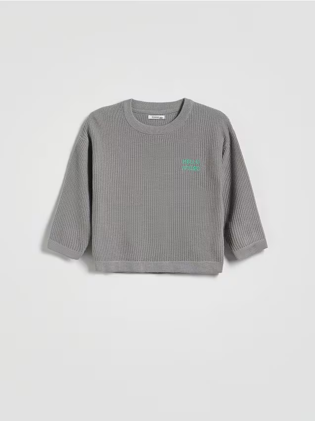 Reserved - Strukturalny sweter - jasnoszary miniaturka
