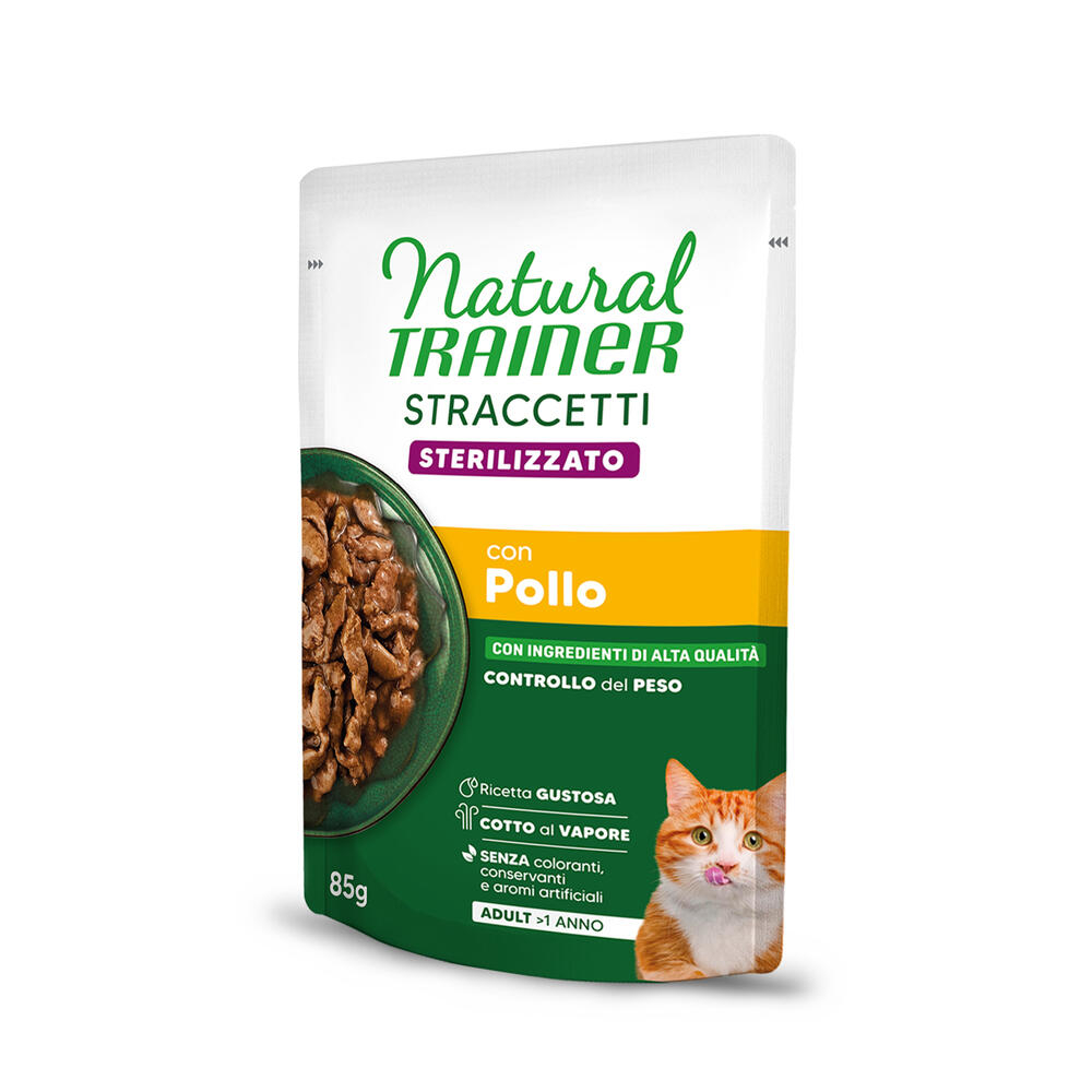 Natural Trainer Stracceti Adult Sterilised, paski w sosie, 48 x 85 g - Kurczak