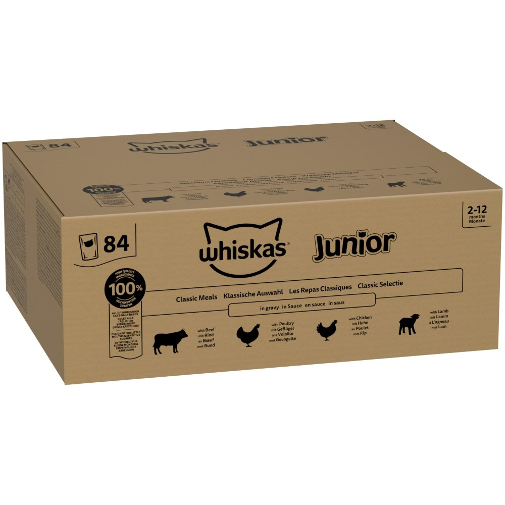 Megapakiet Whiskas Junior w saszetkach, 84 x 85 g - Wybór klasyczny  w sosie