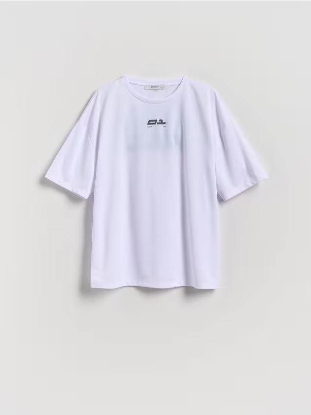 Reserved - Szybkoschnący t-shirt z nadrukiem - biały