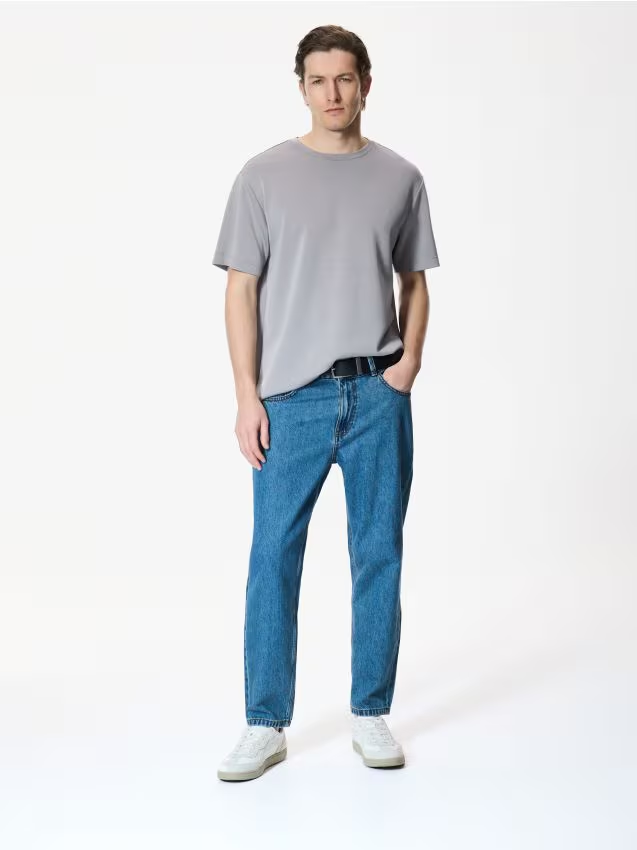 Reserved - T-shirt regular fit z modalem - szary