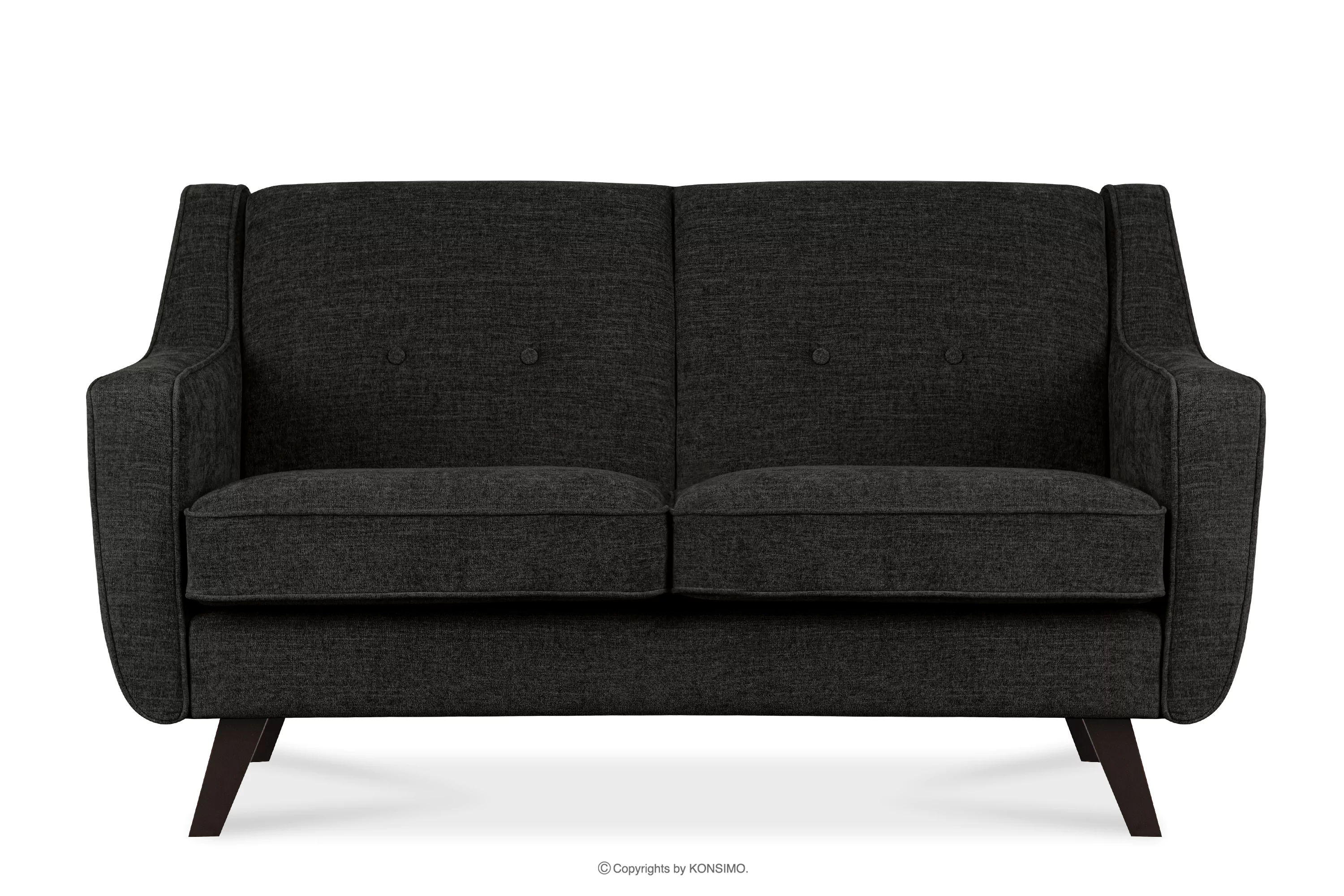 Sofa dwuosobowa do salonu w tkaninie plecionej antracytowy TERSO