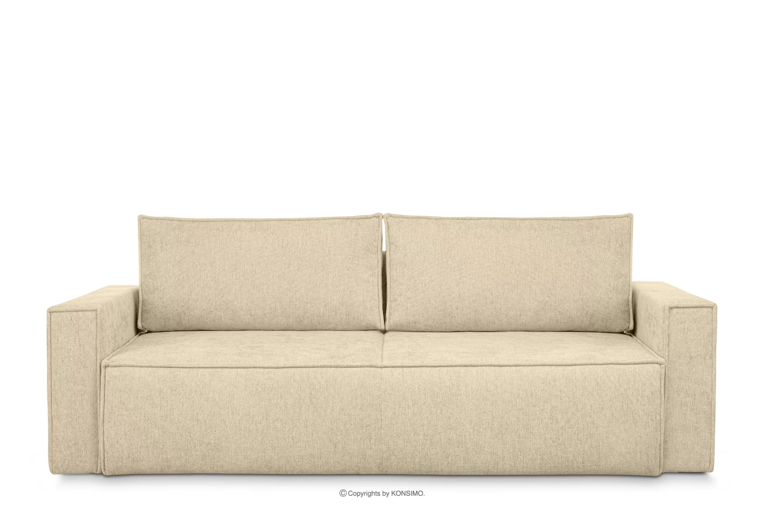 Sofa 3 z funkcją spania w tkaninie plecionej ciemny kremowy NAPI II