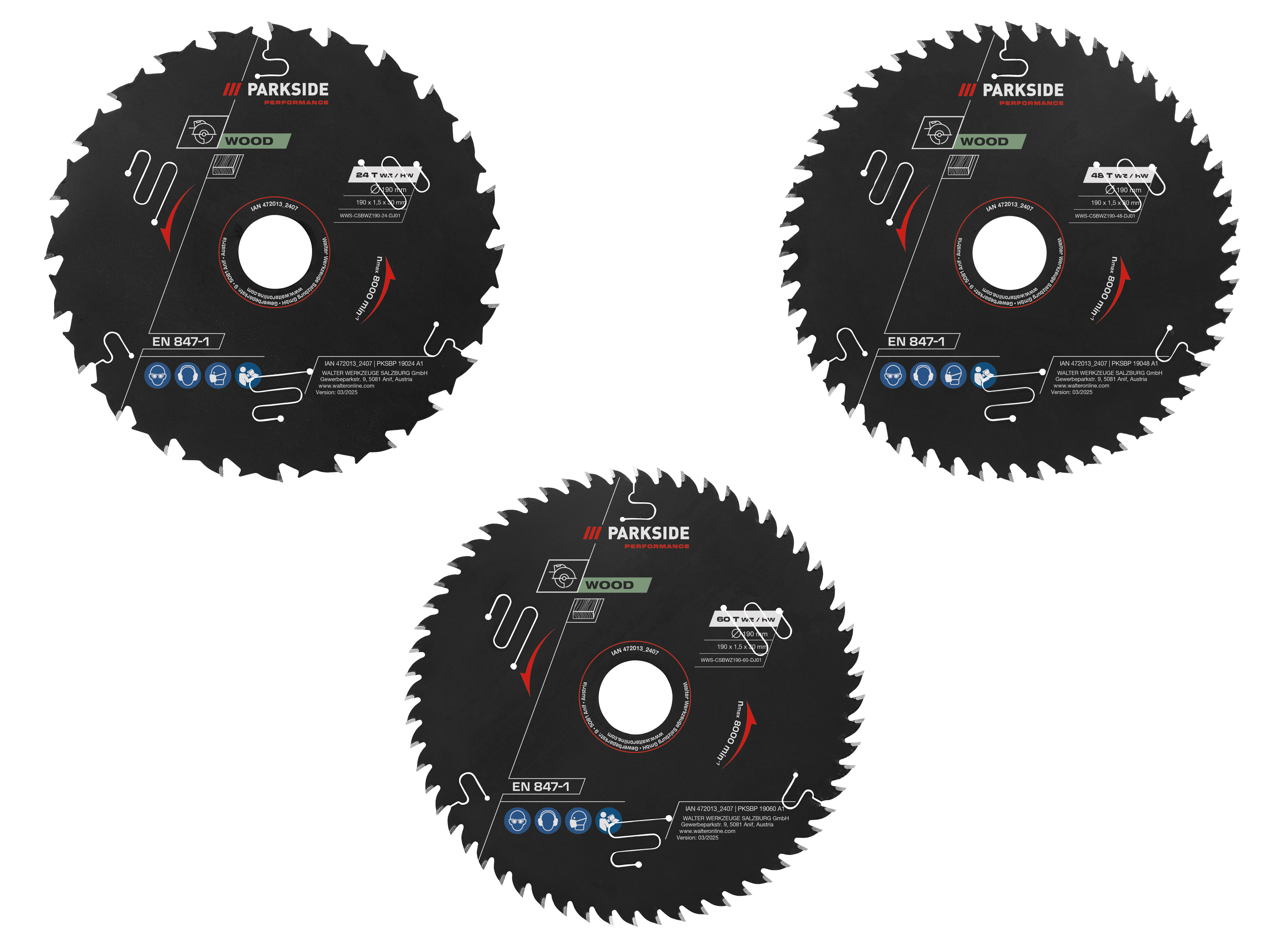 PARKSIDE PERFORMANCE® Tarcze do pił tarczowych PKSBP 19024 A1/PKSBP 19048 A1/PKSBP 19060 A1 miniaturka