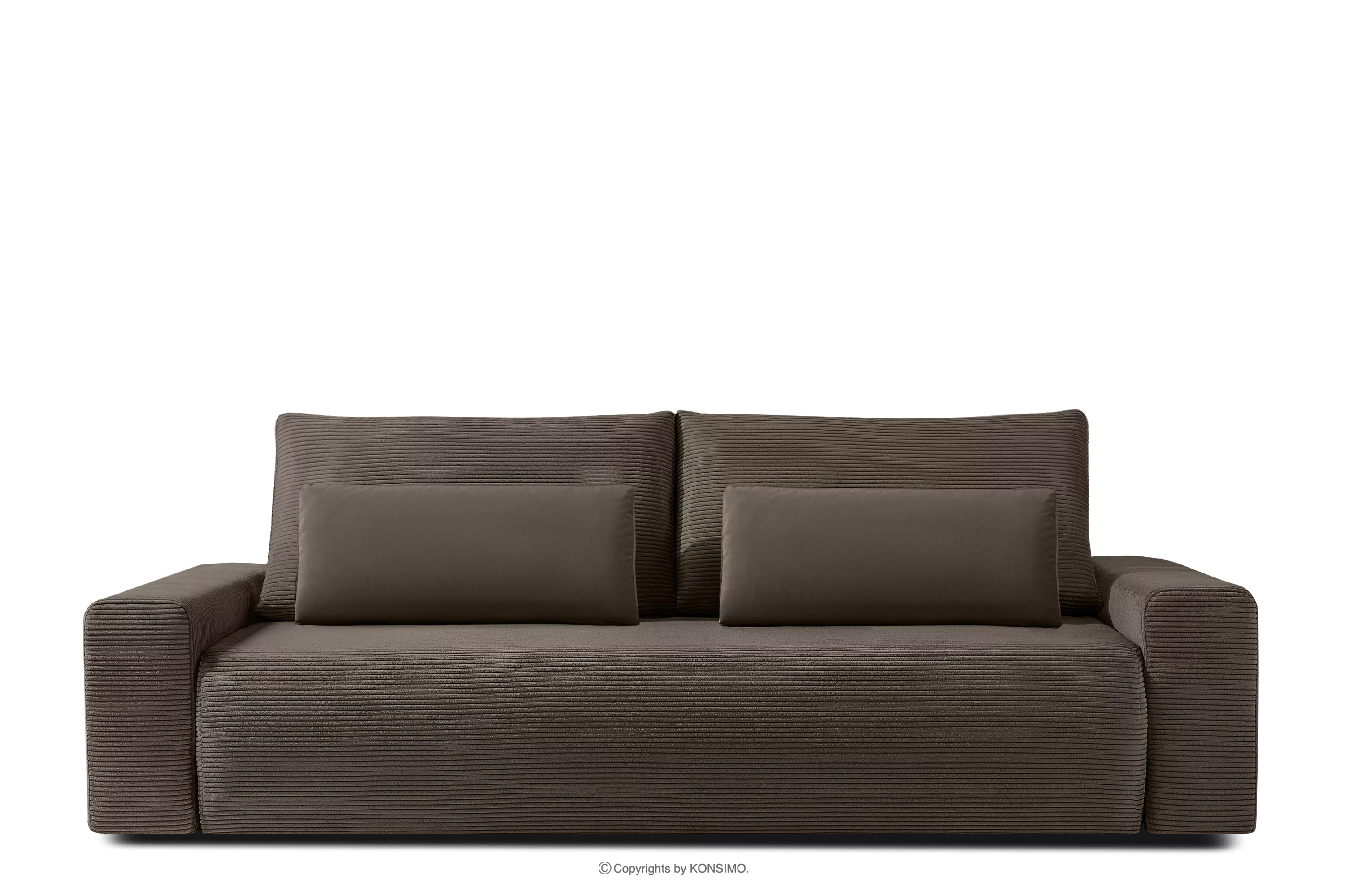 Rozkładana sofa z poduszkami tkanina sztruks / welur brązowy MOLLIS