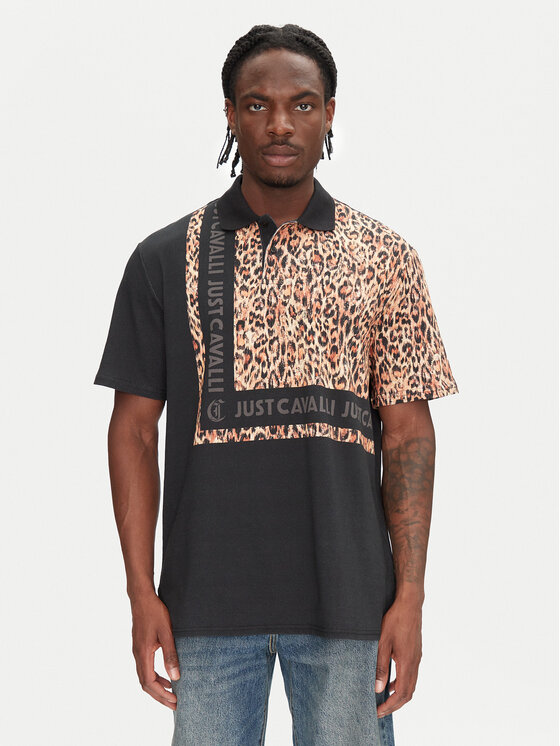 Just Cavalli Polo 78OAGE15 Czarny Regular Fit